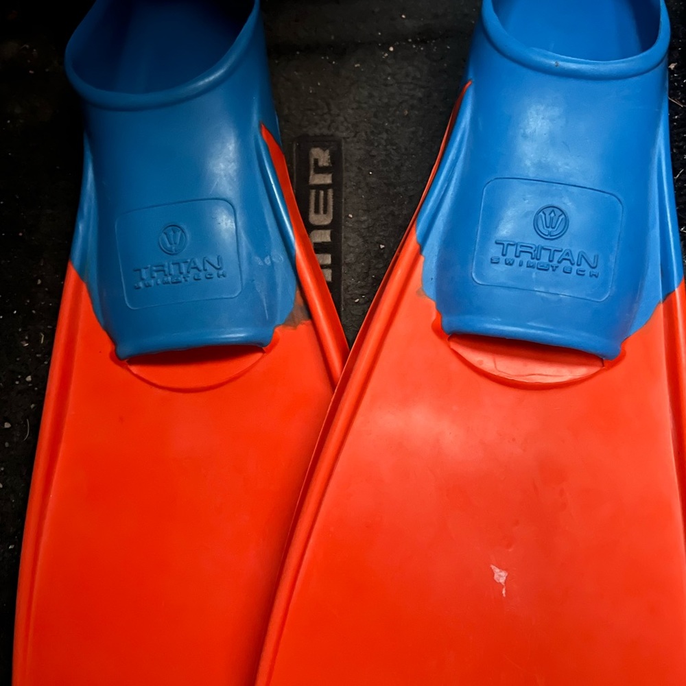 Kids youth orange blue Tritan swimming fins